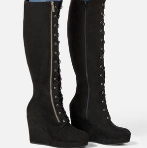 Parcen Lace Up Wedge Tall Boot New In Box